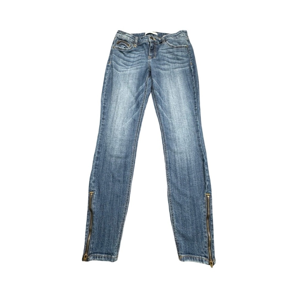 Cunina Skinny Jeans Womens 7 Blue Low Rise Ankle Zip 9945 Moto Zipper Pockets